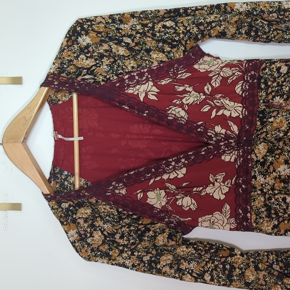 Free People Tilda Wrap Dress Neutral Fall Combo Fall Wedding Guest Maxi Dress - Picture 6 of 10